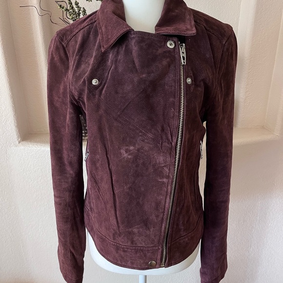 BlankNYC Purple Suede Leather Moto Jacket Full Zip Biker Motorcycle Womens M - Picture 8 of 11